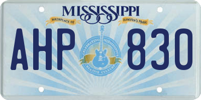 MS license plate AHP830