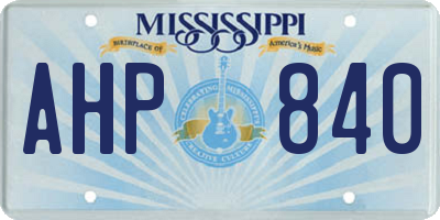 MS license plate AHP840