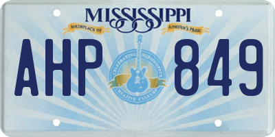 MS license plate AHP849