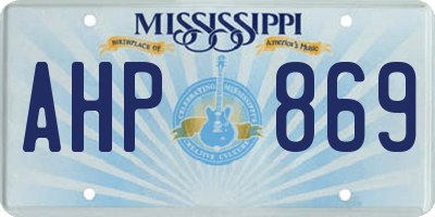 MS license plate AHP869