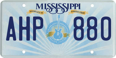 MS license plate AHP880