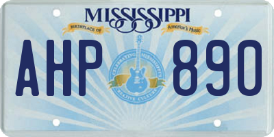 MS license plate AHP890