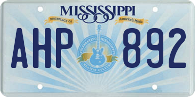 MS license plate AHP892