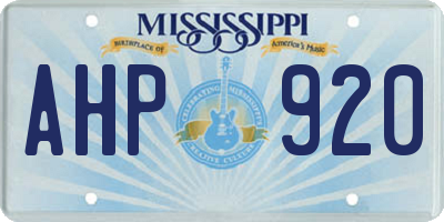 MS license plate AHP920