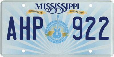 MS license plate AHP922