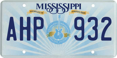 MS license plate AHP932