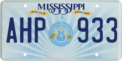 MS license plate AHP933