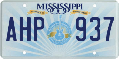 MS license plate AHP937