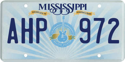 MS license plate AHP972