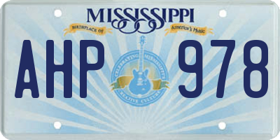 MS license plate AHP978