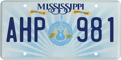 MS license plate AHP981
