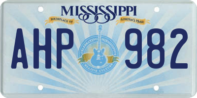 MS license plate AHP982