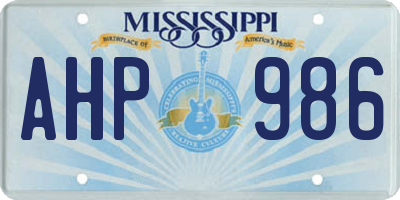 MS license plate AHP986