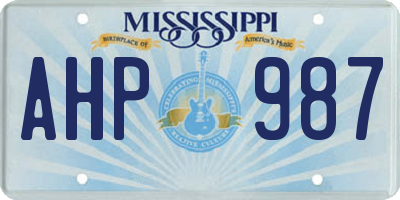 MS license plate AHP987