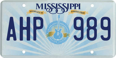 MS license plate AHP989