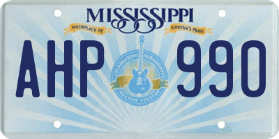 MS license plate AHP990