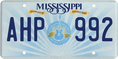 MS license plate AHP992