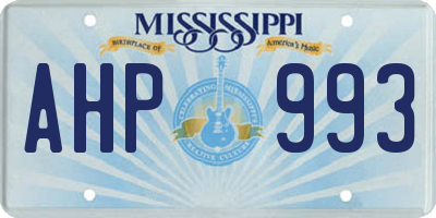 MS license plate AHP993
