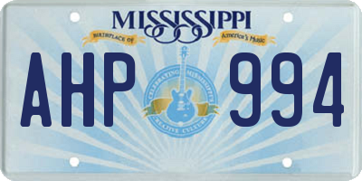 MS license plate AHP994