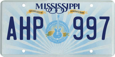 MS license plate AHP997