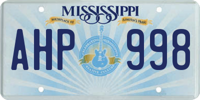 MS license plate AHP998