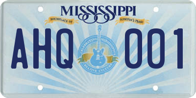 MS license plate AHQ001