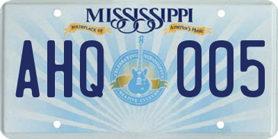 MS license plate AHQ005