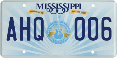 MS license plate AHQ006
