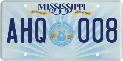 MS license plate AHQ008