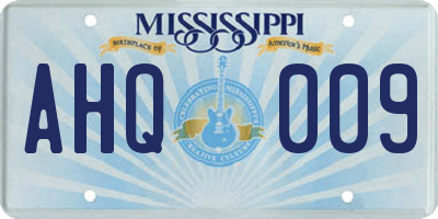 MS license plate AHQ009