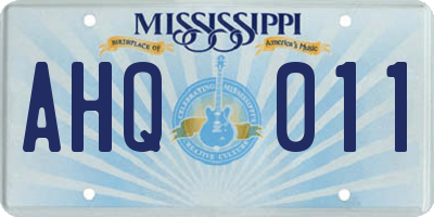 MS license plate AHQ011