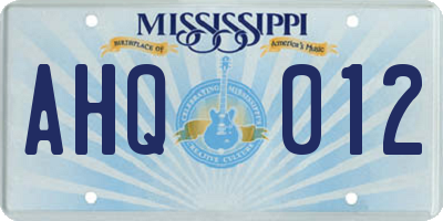 MS license plate AHQ012