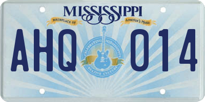 MS license plate AHQ014