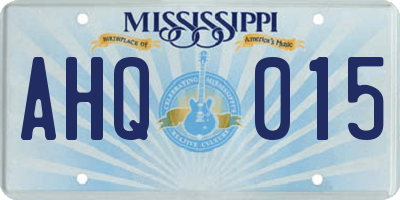 MS license plate AHQ015