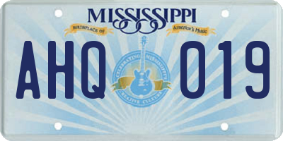 MS license plate AHQ019