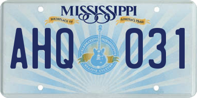 MS license plate AHQ031