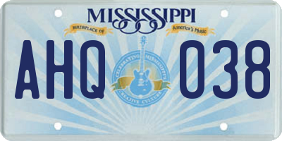 MS license plate AHQ038
