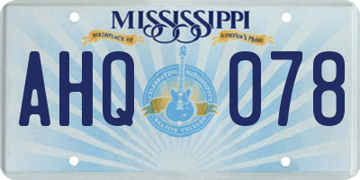 MS license plate AHQ078
