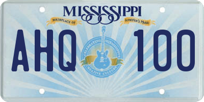 MS license plate AHQ100