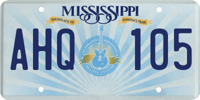 MS license plate AHQ105
