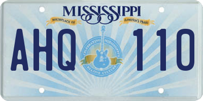 MS license plate AHQ110