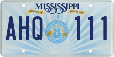 MS license plate AHQ111