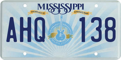 MS license plate AHQ138