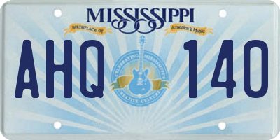 MS license plate AHQ140