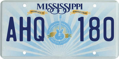 MS license plate AHQ180