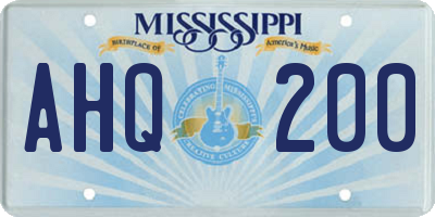 MS license plate AHQ200