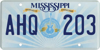 MS license plate AHQ203