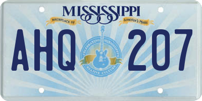 MS license plate AHQ207