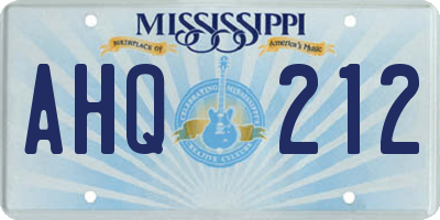 MS license plate AHQ212