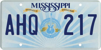 MS license plate AHQ217